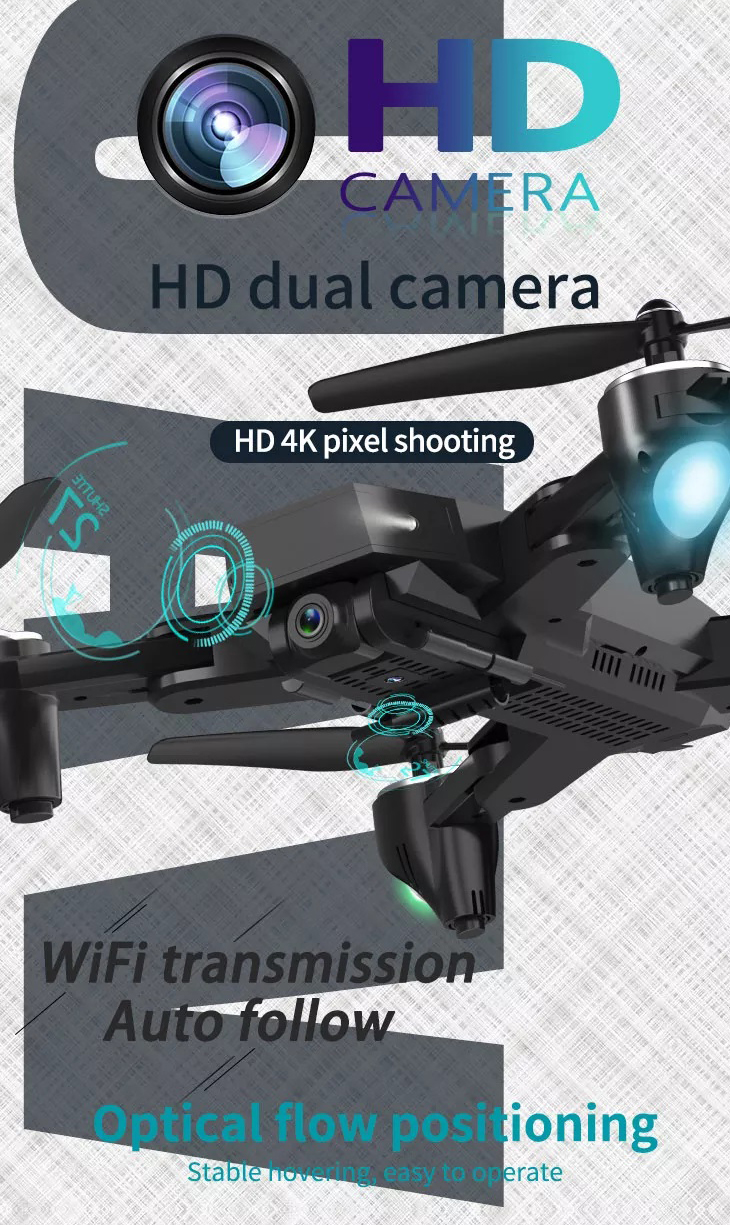 کوادکوپتر A18 HD 4K مخصوص عکس‌برداری و فیلم‌برداری هوایی چهار محوره با دوربین باکیفیت بالا 4K HD