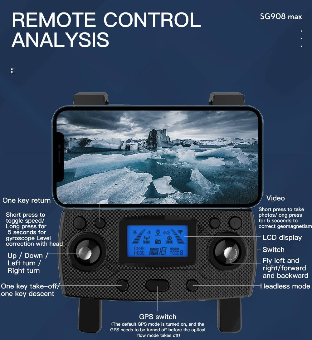 بررسی ریموت کنترل کوادکوپتر SG908 MAX