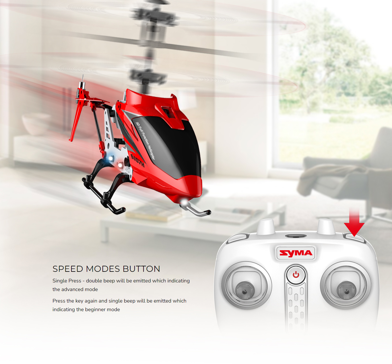 قابلیت کنترل سرعت پرواز هلیکوپتر کنترلی SYMA S107H